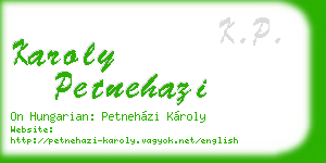 karoly petnehazi business card